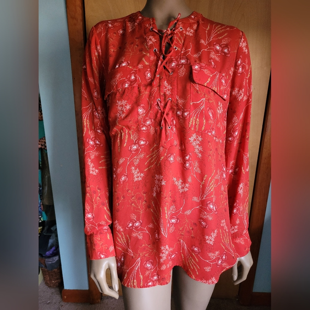 A N A Lacing Front Cleavage Area Blouse